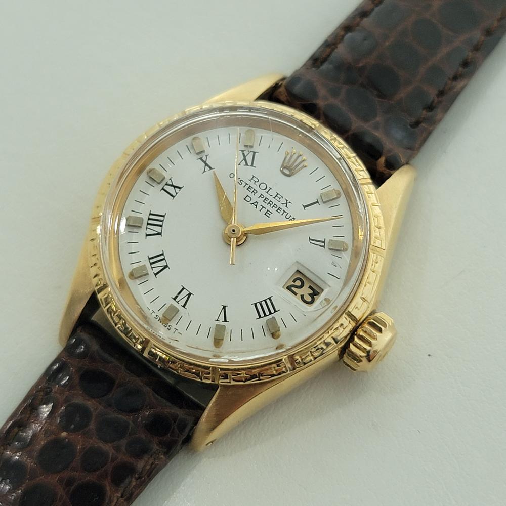 Women's Rolex Oyster Perpetual Date 6531 18k Gold 25mm Ladies Automatic 1960s RA533 For Sale