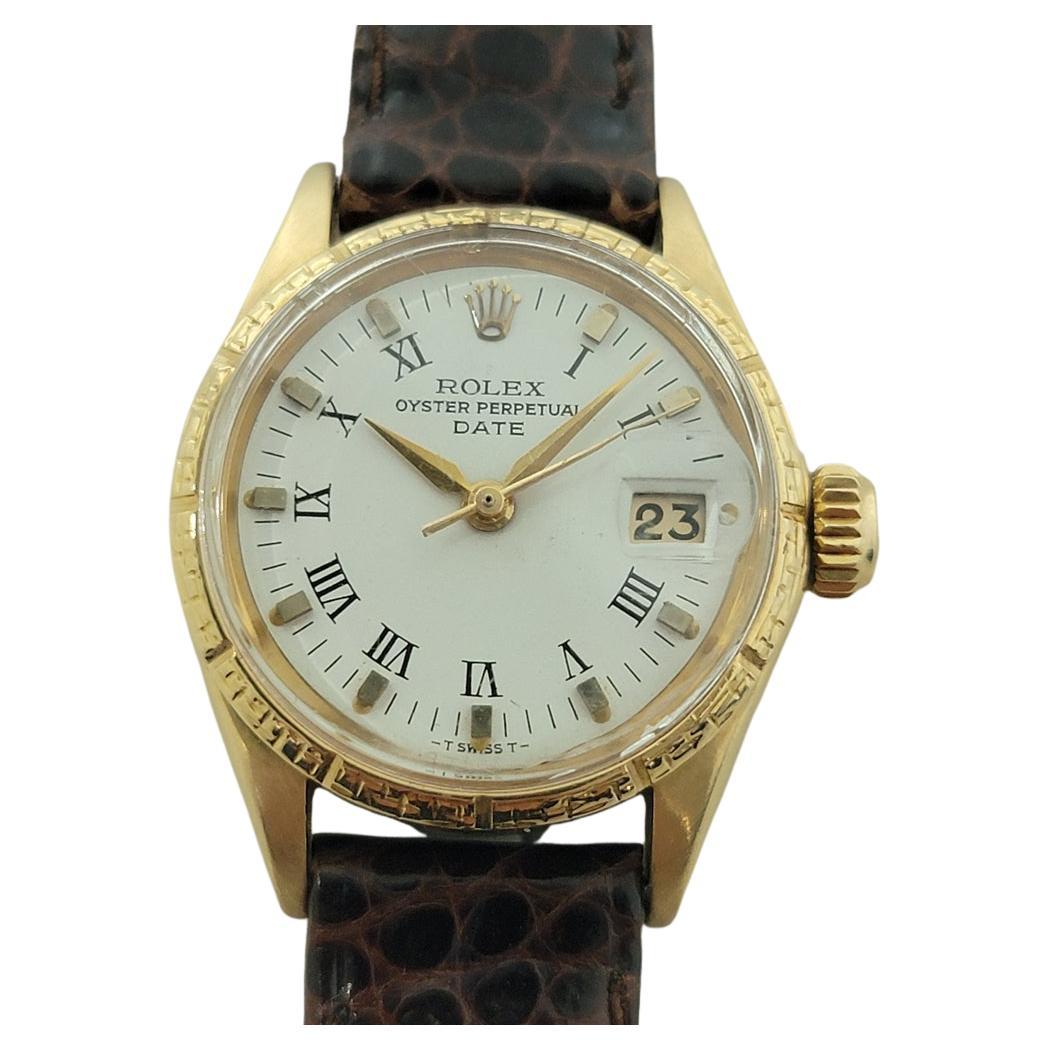 Rolex Oyster Perpetual Date 6531 18k Gold 25mm Ladies Automatic 1960s RA533 For Sale
