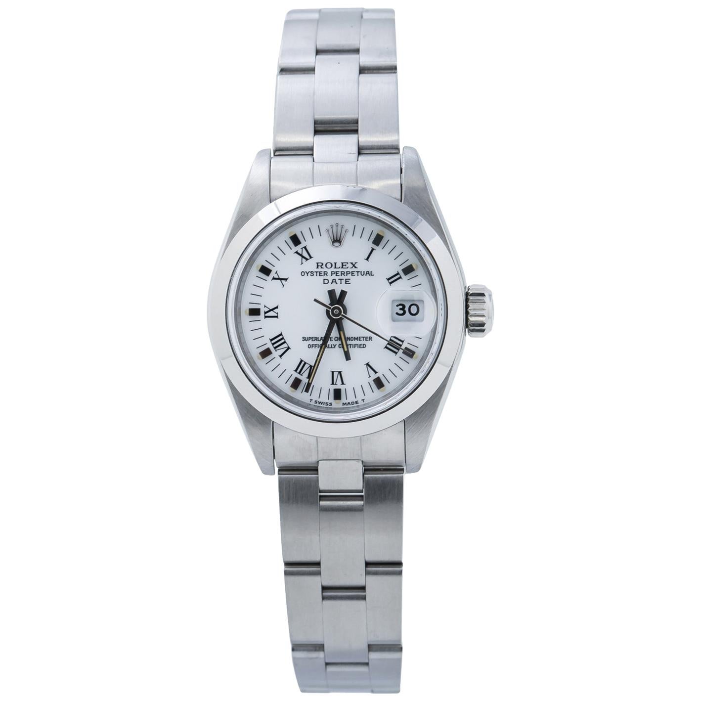 Rolex Oyster Perpetual Date 69160 Stainless Steel Automatic Ladies Watch