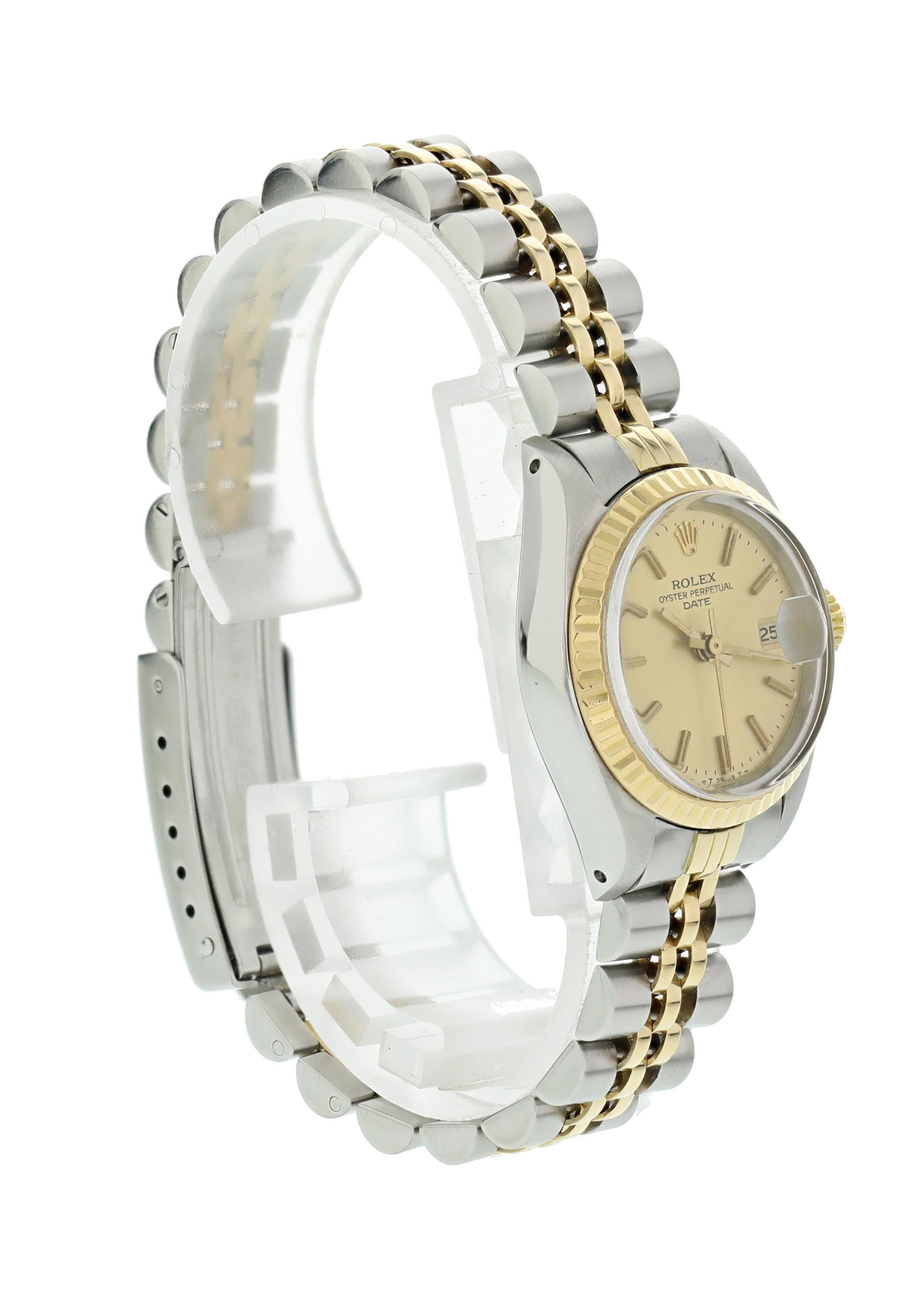 Rolex Oyster Perpetual Date 6917 Ladies Watch In Good Condition For Sale In New York, NY