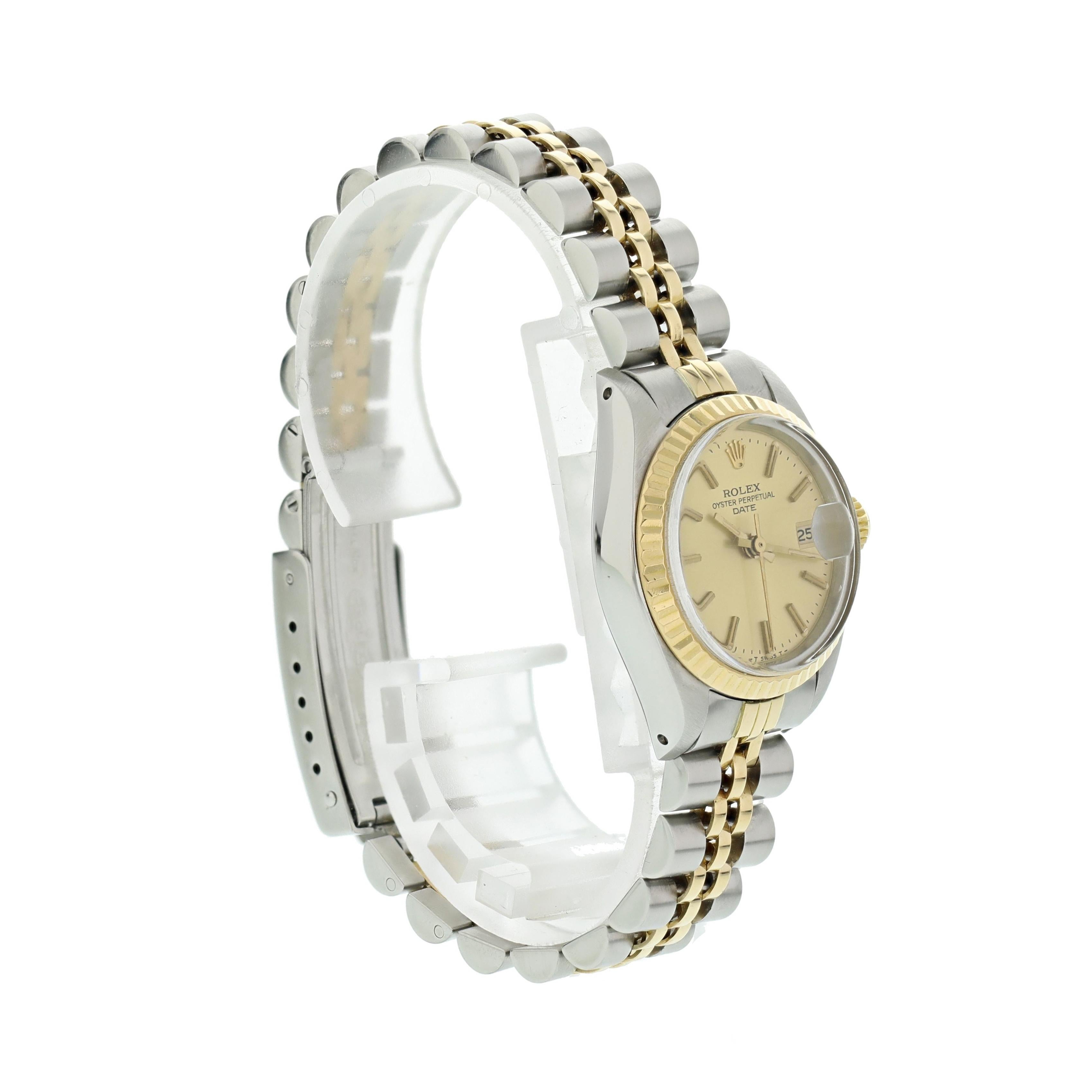 Rolex Oyster Perpetual Date 6917 Ladies Watch In Excellent Condition For Sale In New York, NY