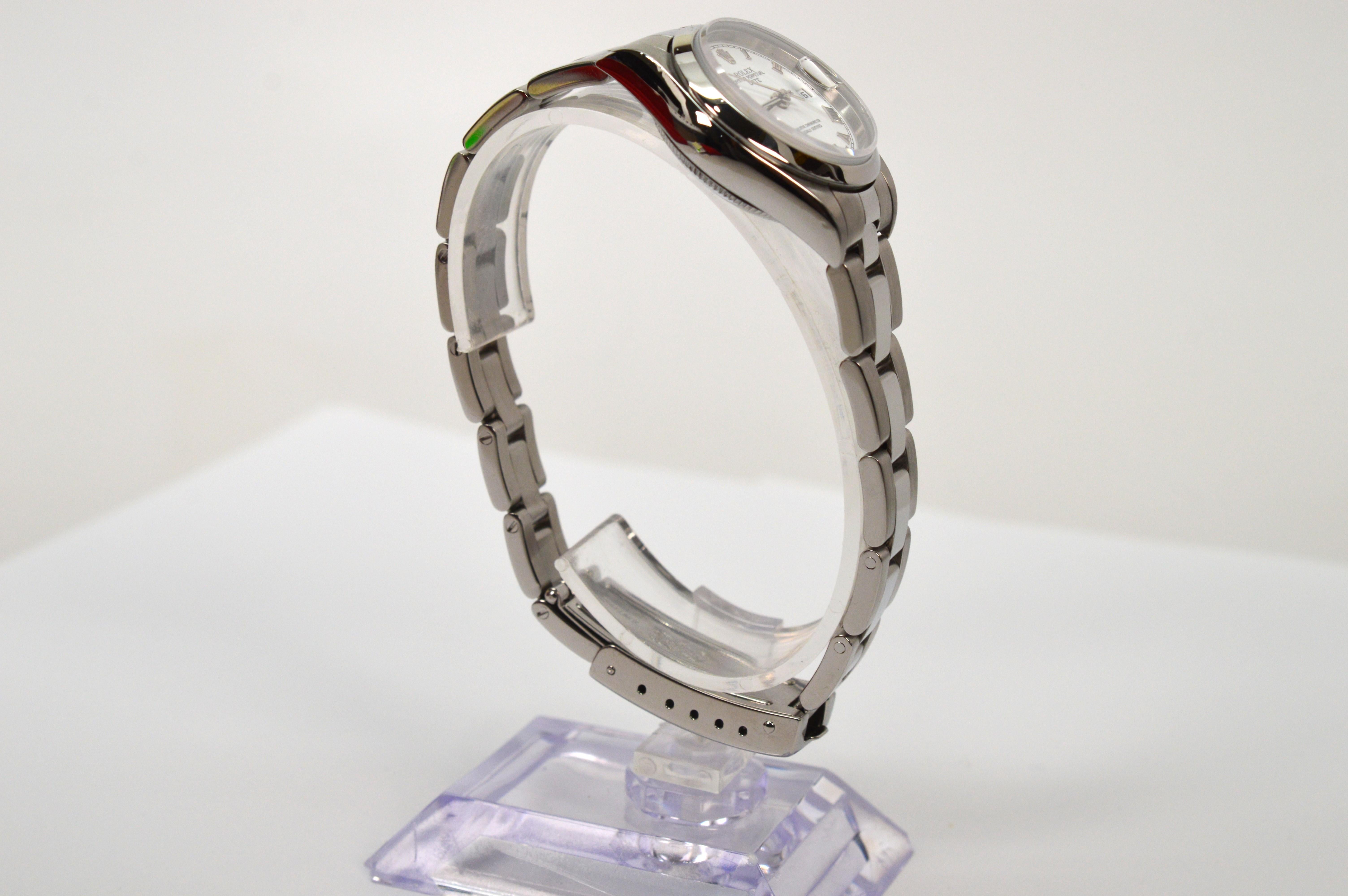 Rolex Oyster Perpetual Date 79160 Montre-bracelet pour femme en acier inoxydable en vente 4
