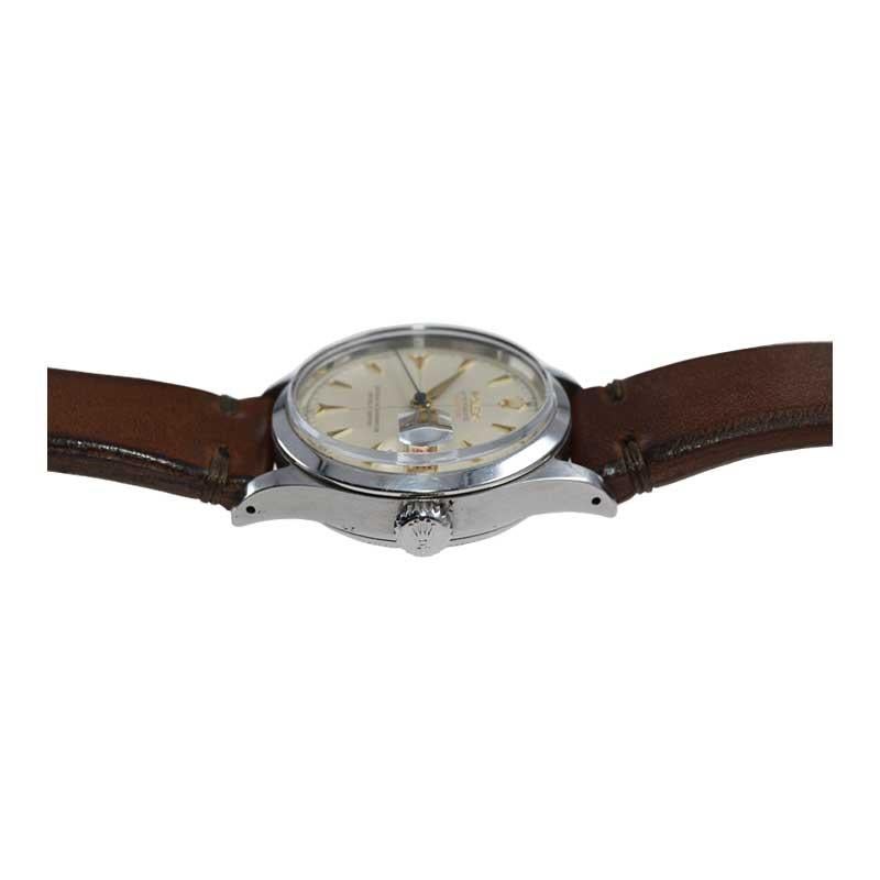 Rolex Steel Oyster Perpetual Date with Original Rare Waffle Dial, circa 1954 1