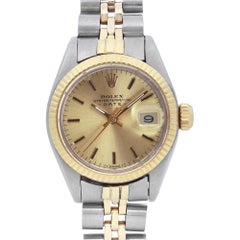Rolex Oyster Perpetual Date Champagner-Zifferblatt 14K Gelbgold Stahluhr 6916