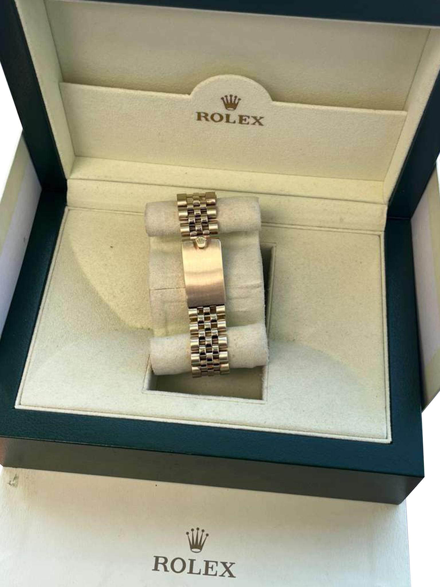 Rolex Oyster Perpetual Date Quadrante Champagne Lunetta di diamanti Orologio in oro giallo 15037 in vendita 9