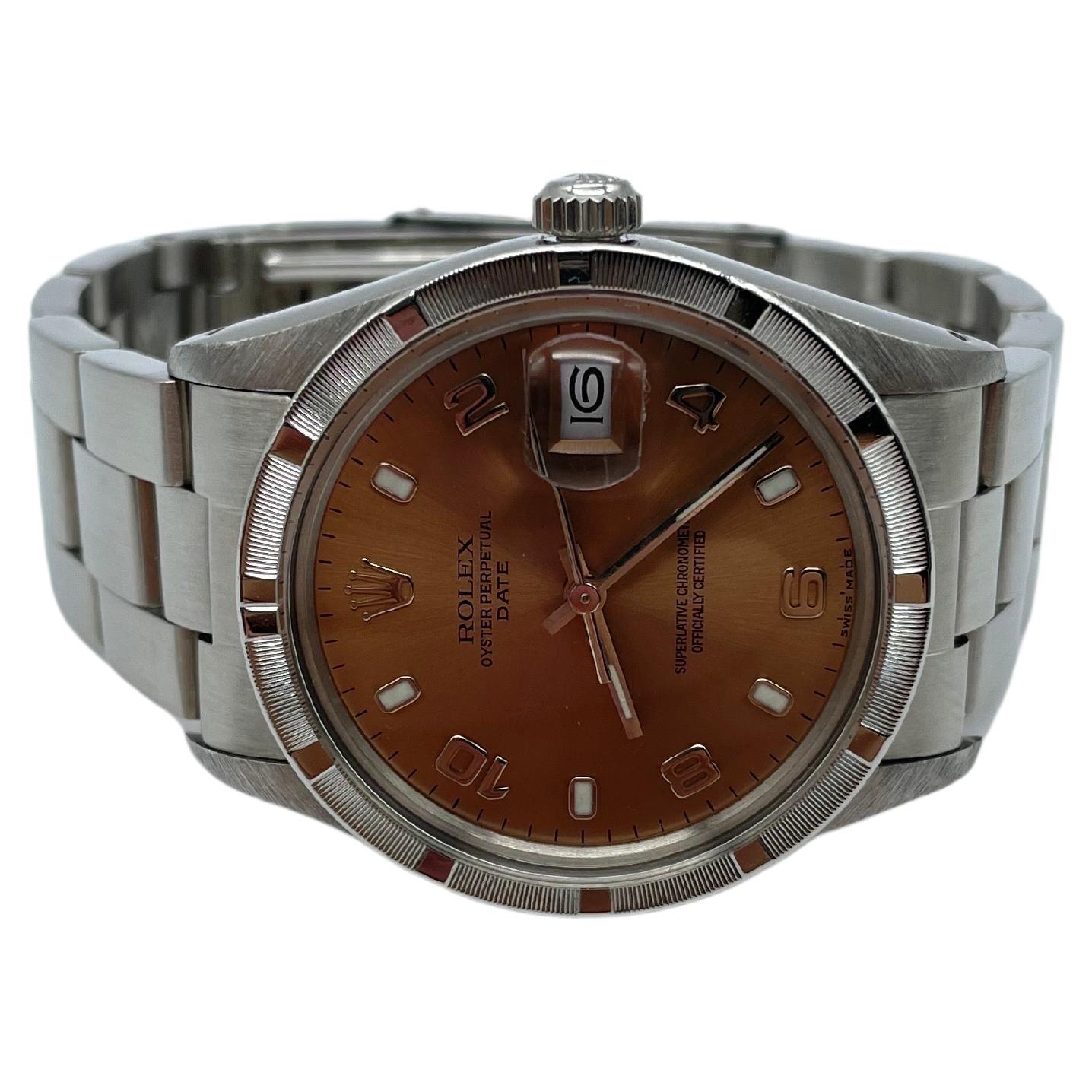 Rolex Oyster Perpetual Date chocolate dial 34mm For Sale 2