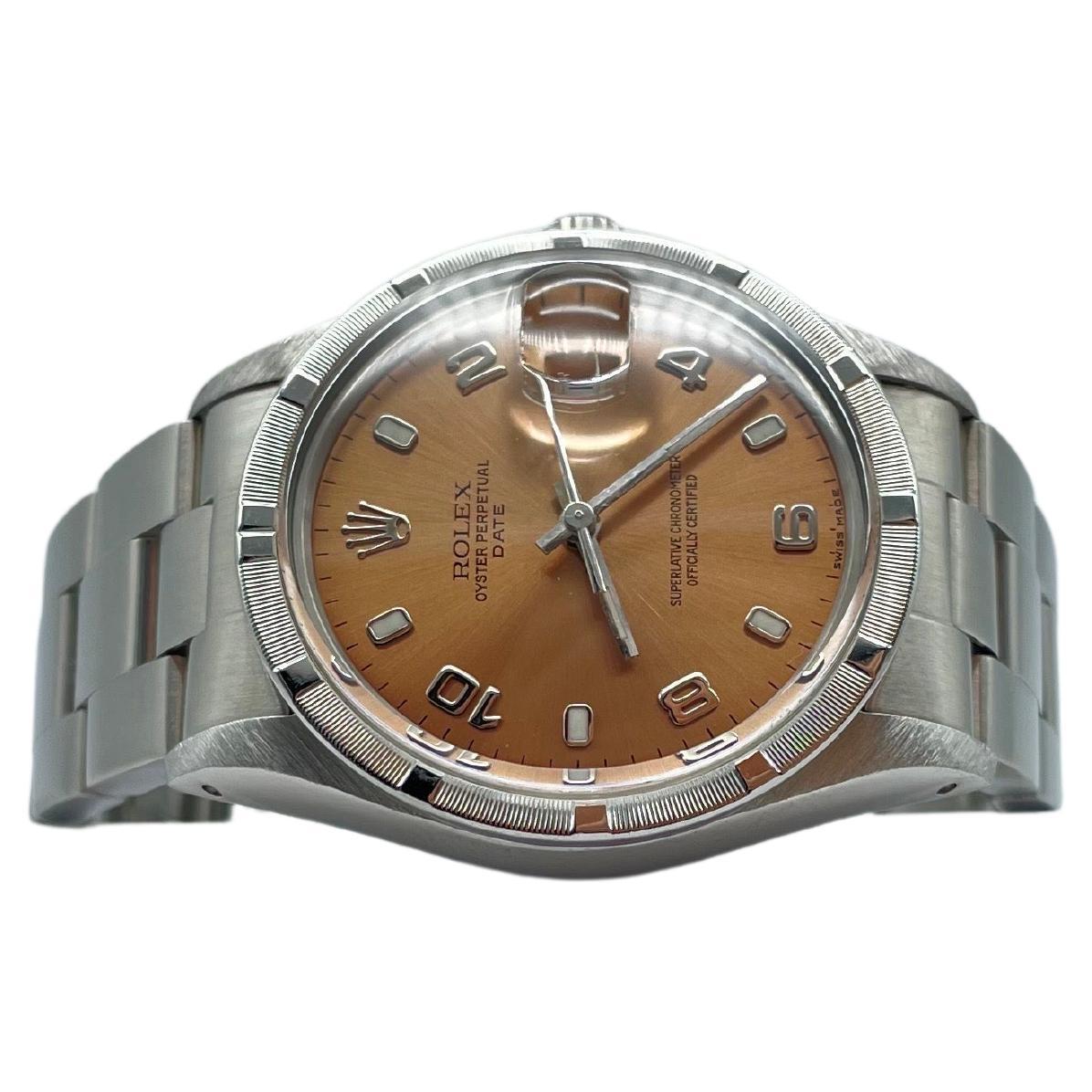 Rolex Oyster Perpetual Date chocolate dial 34mm For Sale 5