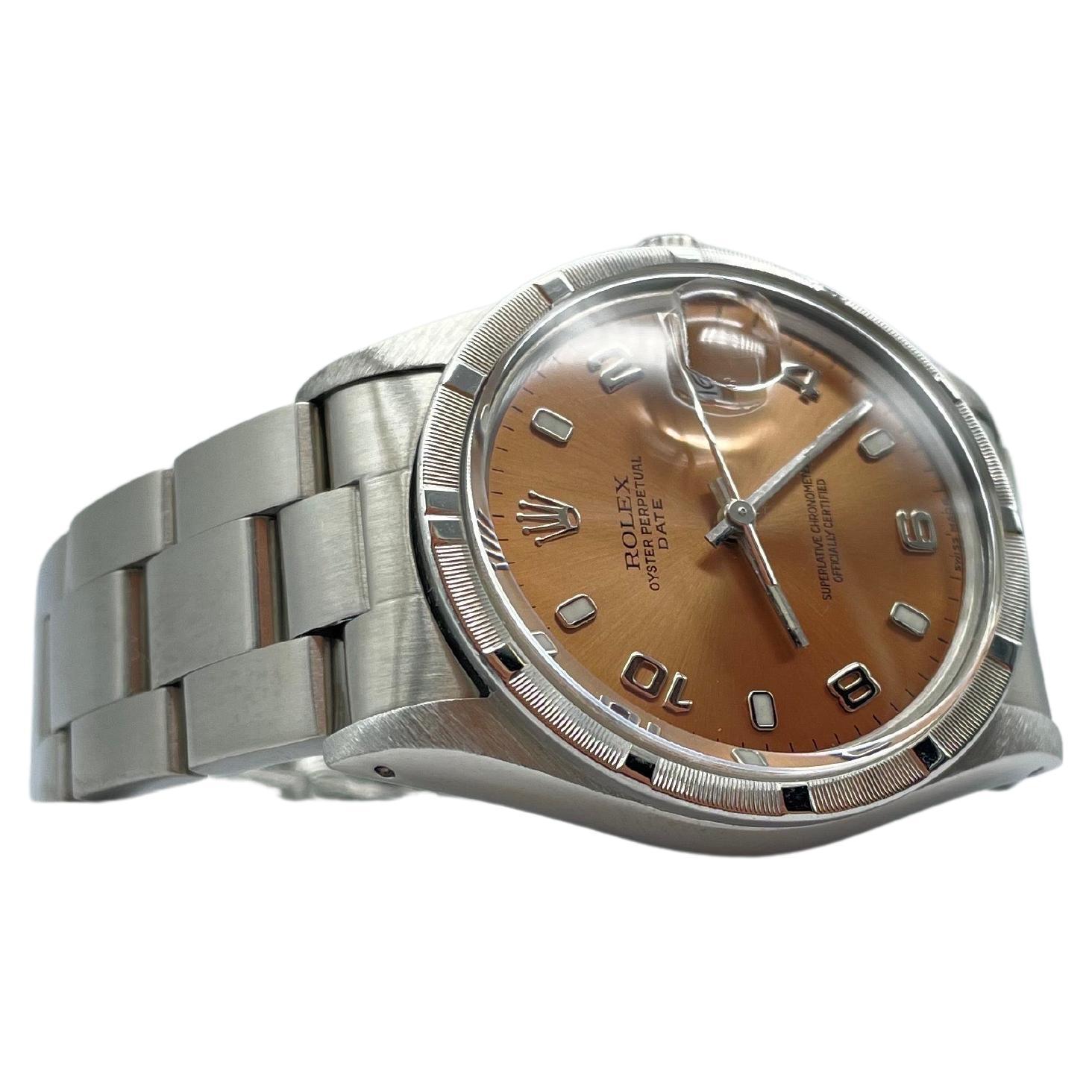Rolex Oyster Perpetual Date chocolate dial 34mm For Sale 6