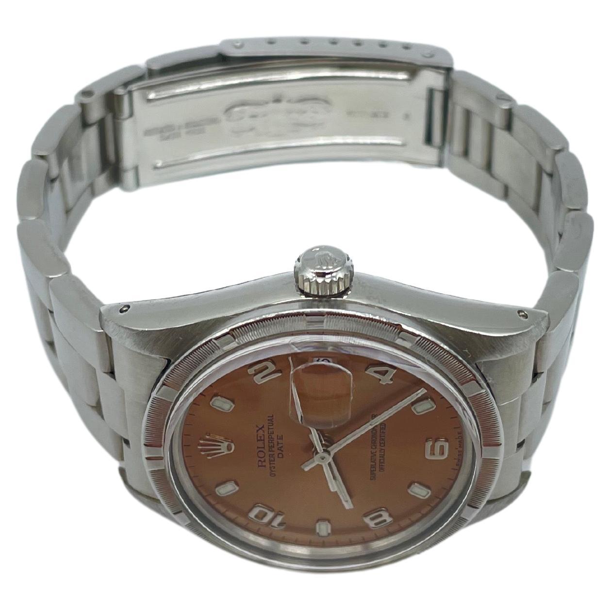 Rolex Oyster Perpetual Date chocolate dial 34mm For Sale 7