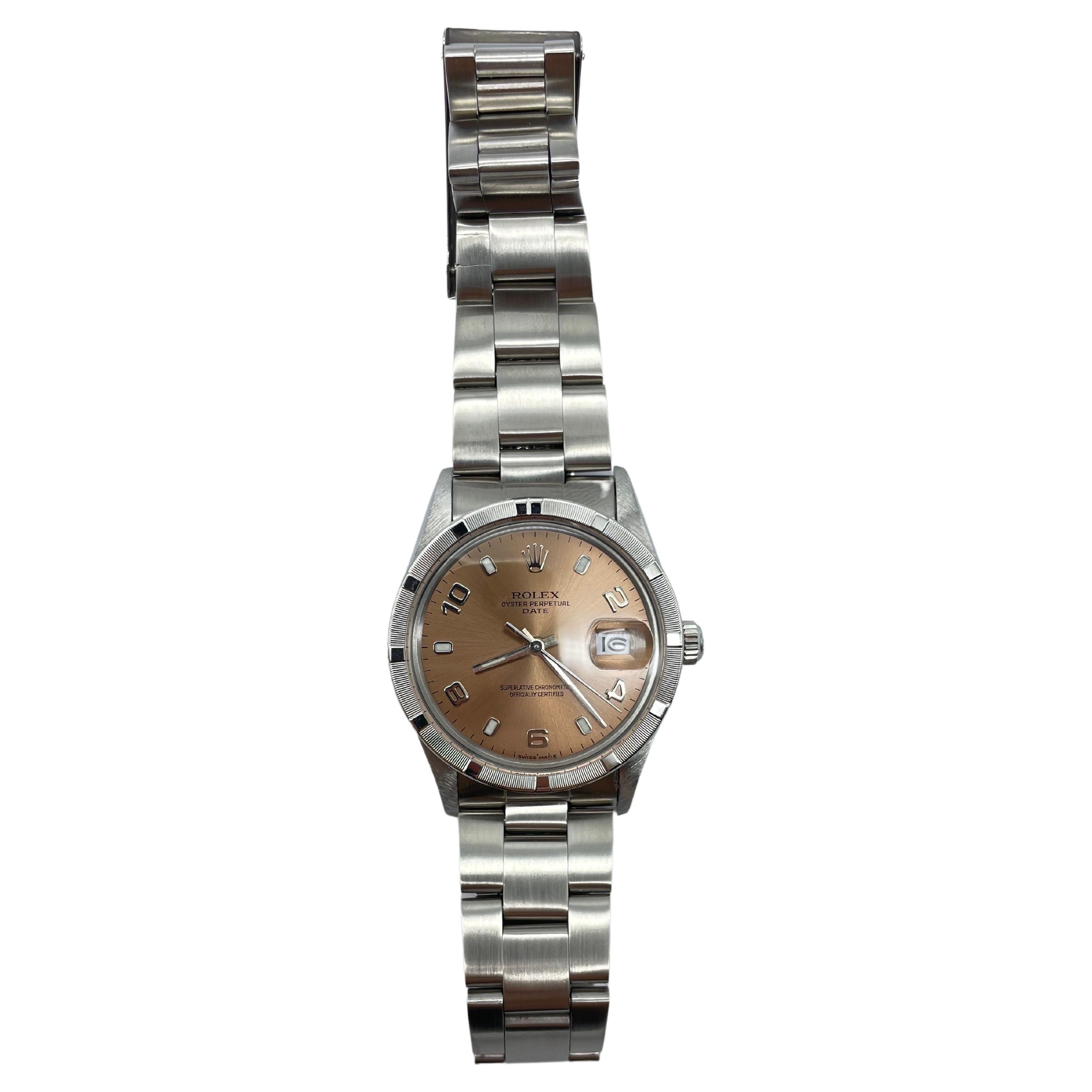 Rolex Oyster Perpetual Date chocolate dial 34mm In Good Condition For Sale In Berlin, BE