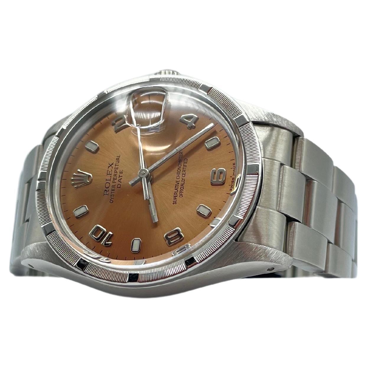 Rolex Oyster Perpetual Date chocolate dial 34mm For Sale