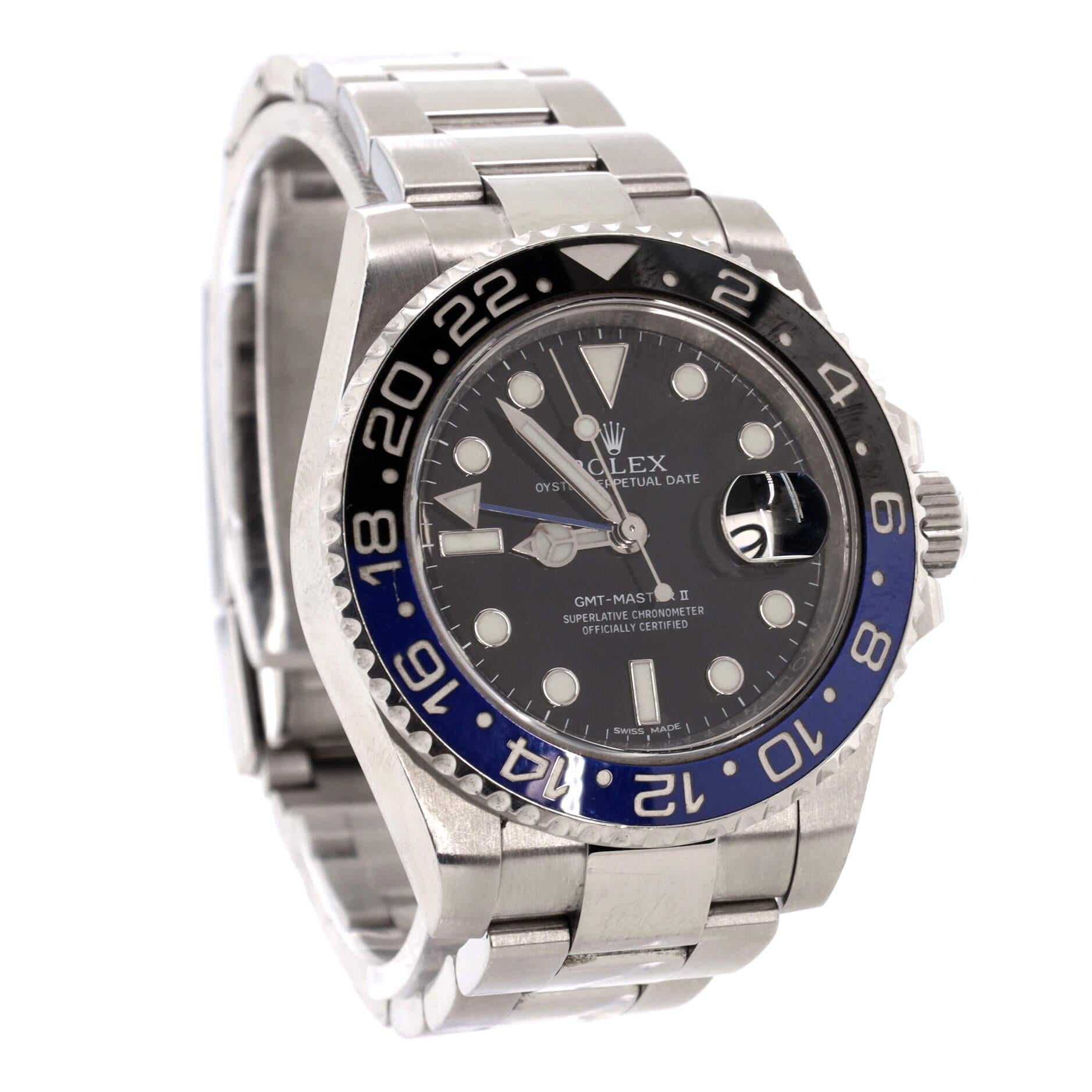 Rolex Oyster Perpetual Date GMT-Master II Batman Automatikuhr Edelstahl im Zustand „Gut“ in New York, NY
