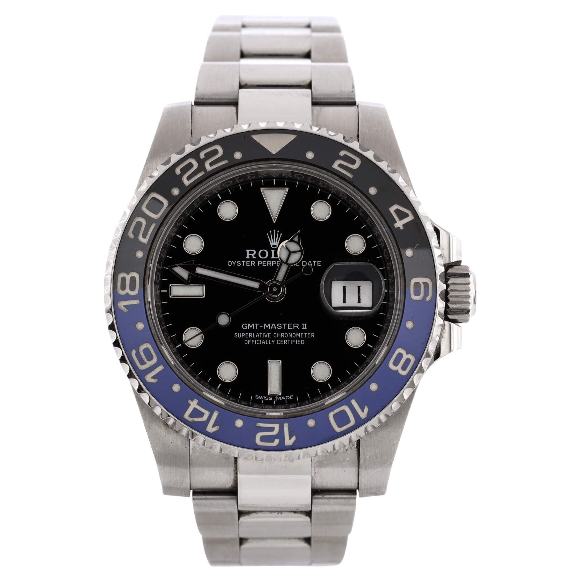 Rolex Oyster Perpetual Date GMT-Master II Batman Automatic Watch Stainles Steel