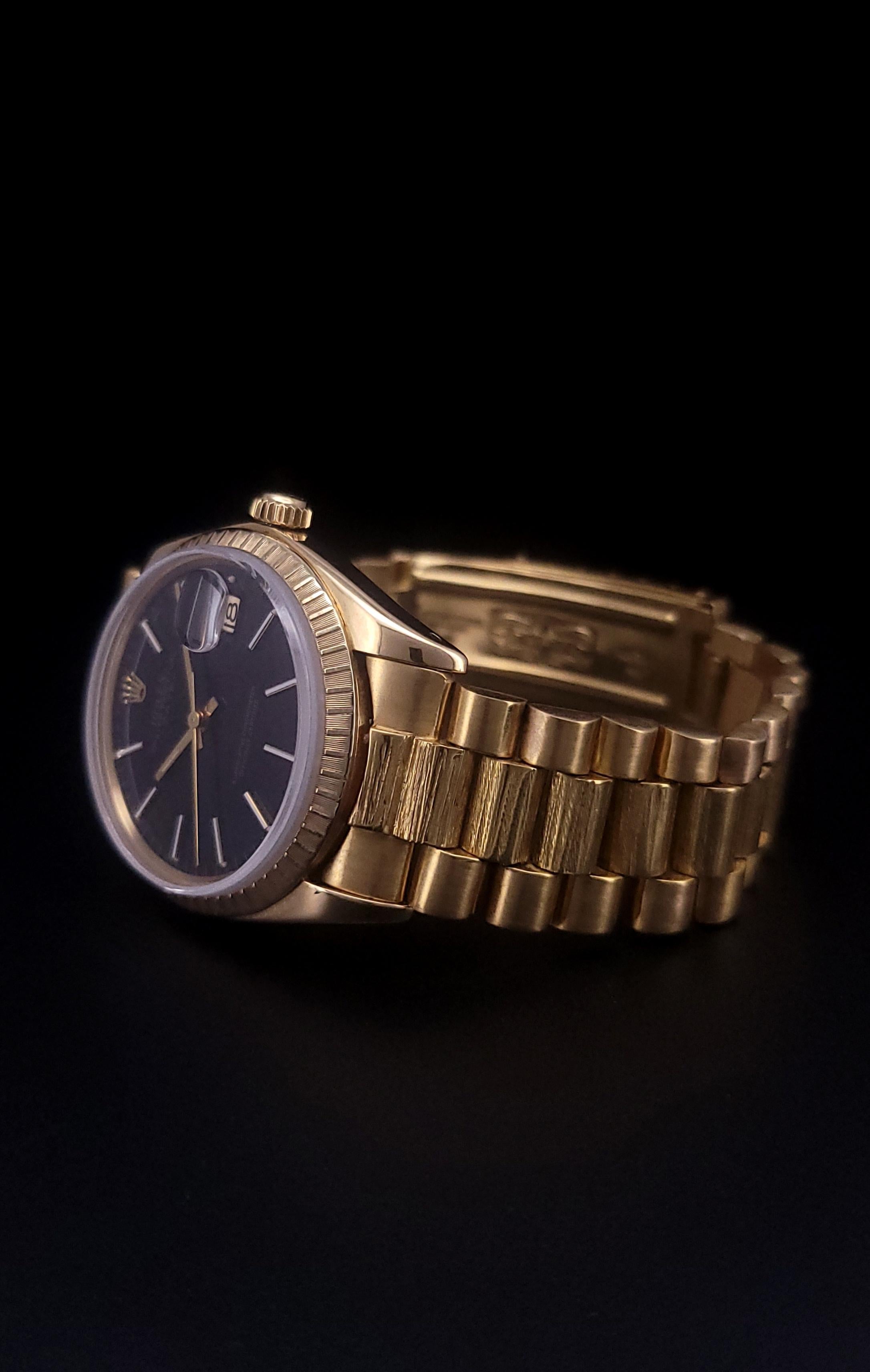 Femenino o masculino Reloj Rolex Oyster Perpetual Date Oro 34mm Acabado Corteza en venta