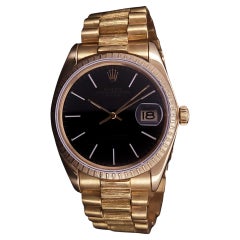 Rolex Oyster Perpetual Date Gold 34mm Bark Finish Watch