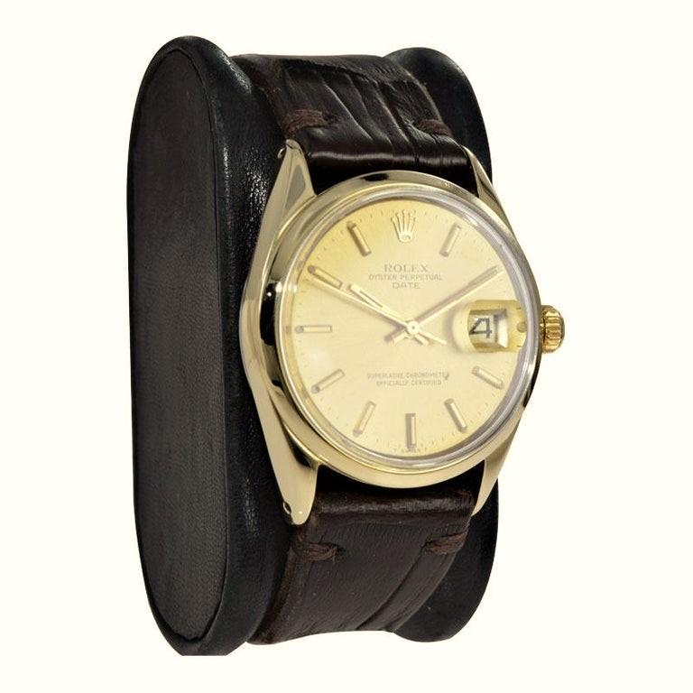 Modernist Rolex Oyster Perpetual Date Gold Shell Series in New Condition, circa 1972