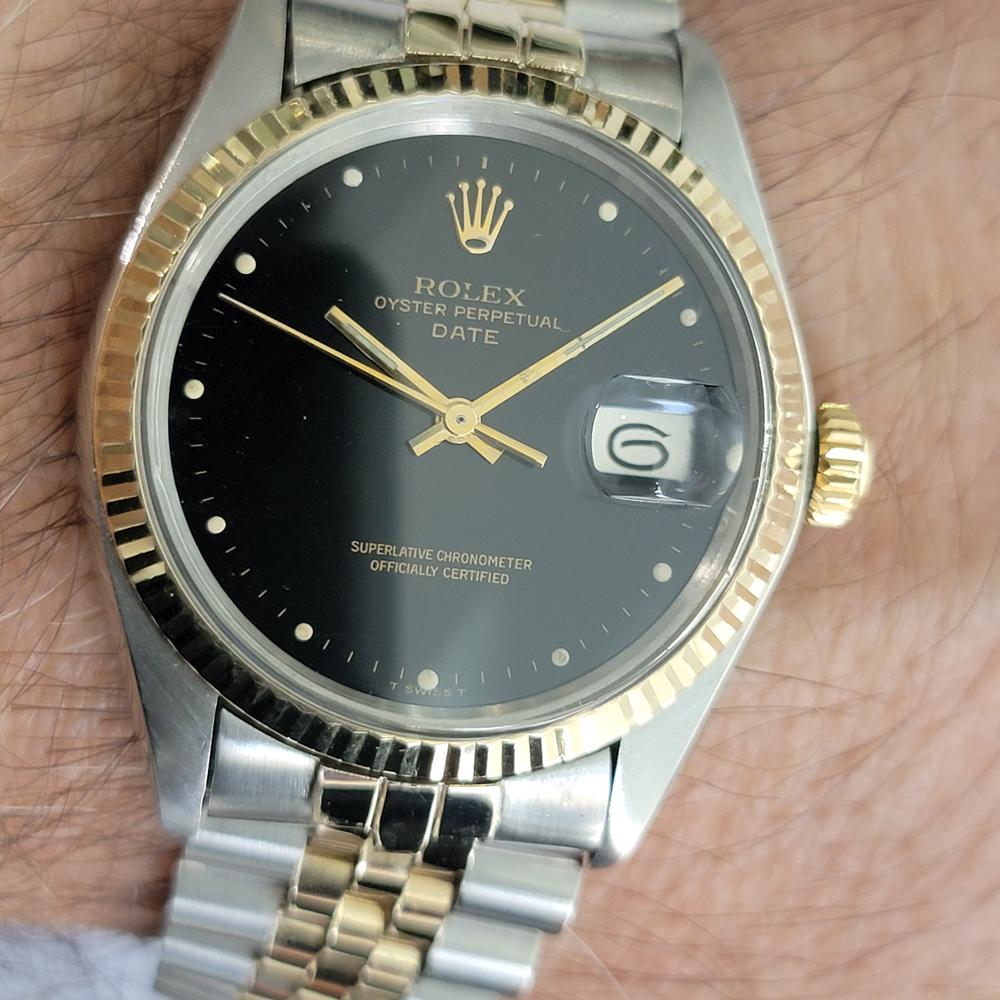 Rolex Oyster Perpetual Date Ref 1500 35mm 14k SS Herren 1970s Automatik RA624 im Angebot 11