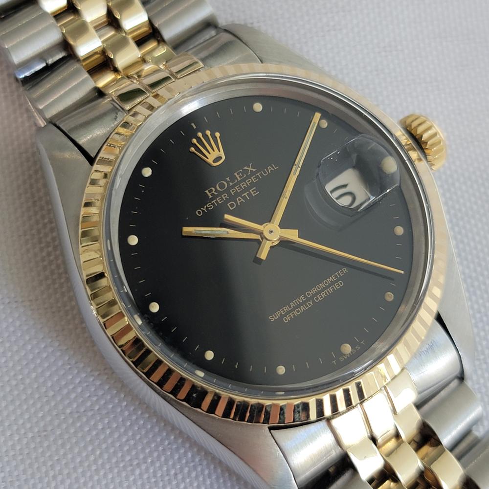 Rolex Oyster Perpetual Date Ref 1500 35mm 14k SS Herren 1970s Automatik RA624 im Zustand „Hervorragend“ im Angebot in Beverly Hills, CA