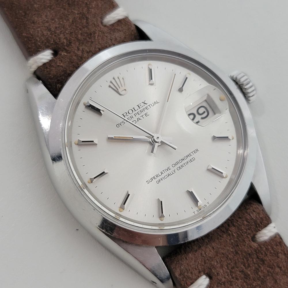 Rolex Oyster Perpetual Date Ref 1500 35mm Mens Automatic 1960s Vintage RA566B en Excelente estado para la venta en Beverly Hills, CA