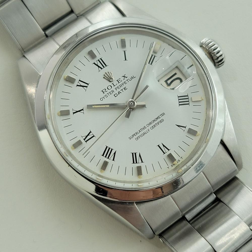 Rolex Oyster Perpetual Date 1500 35mm Mens Automatic 1970s All Original RA606 In Excellent Condition For Sale In Beverly Hills, CA