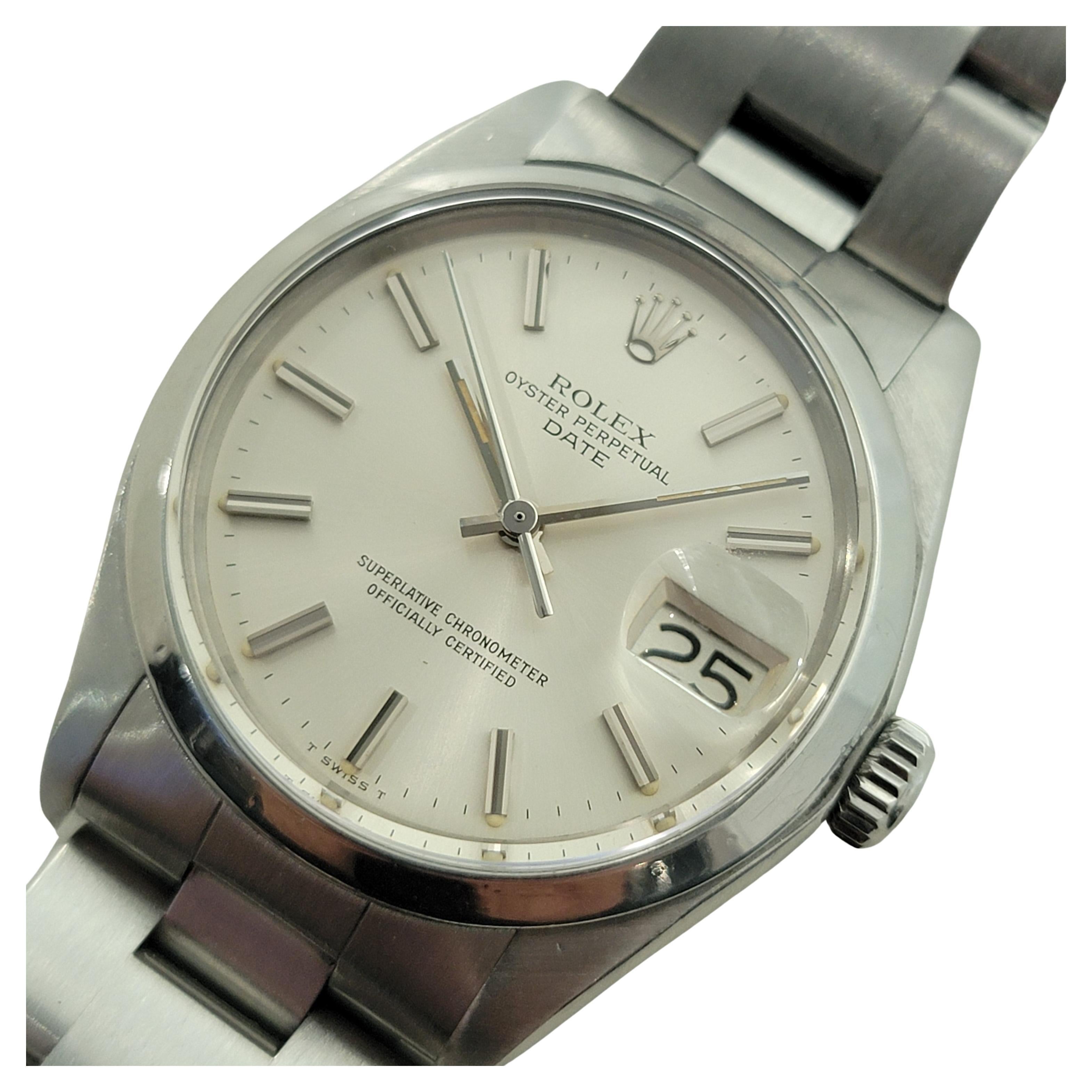 Rolex Oyster Perpetual Date Ref 1500 35mm Mens Automatic 1970s Vintage RA542
