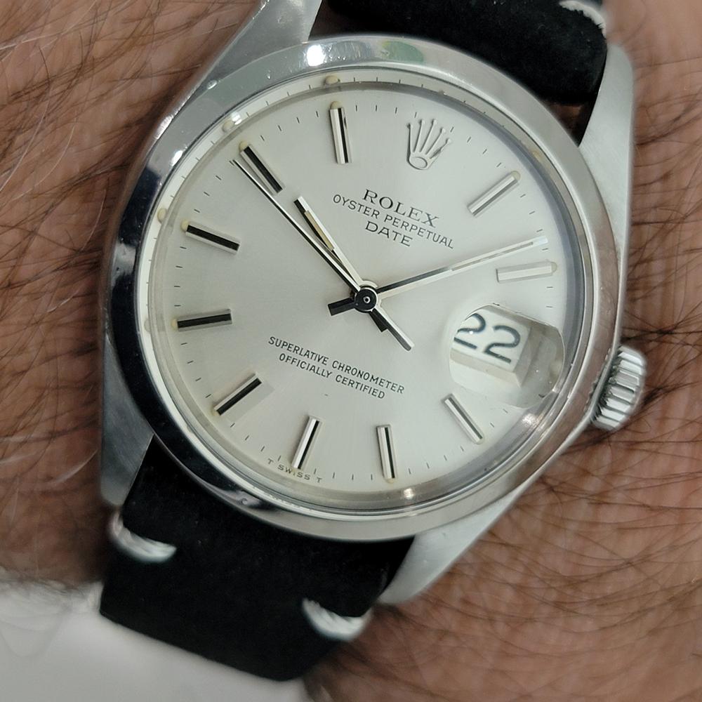 Rolex Oyster Perpetual Date Ref 1500 35mm Mens Automatic 1970s Vintage RA542B en venta 9