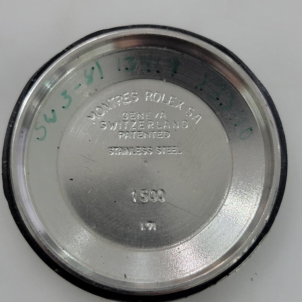 Rolex Oyster Perpetual Date Ref 1500 35mm Mens Automatic 1970s w Paper RA534 For Sale 8