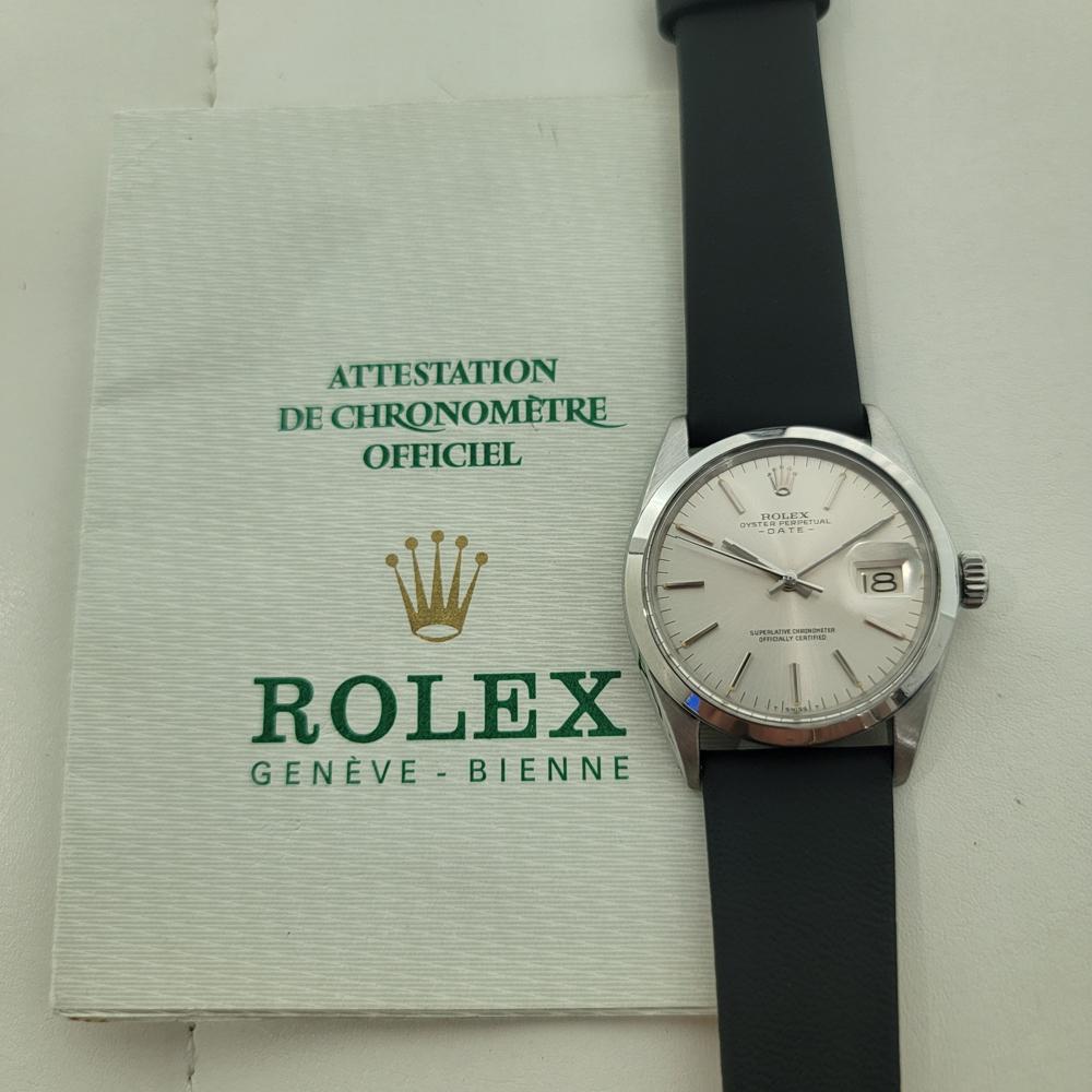 Rolex Oyster Perpetual Date Ref 1500 35mm Mens Automatic 1970s w Paper RA534 For Sale 9