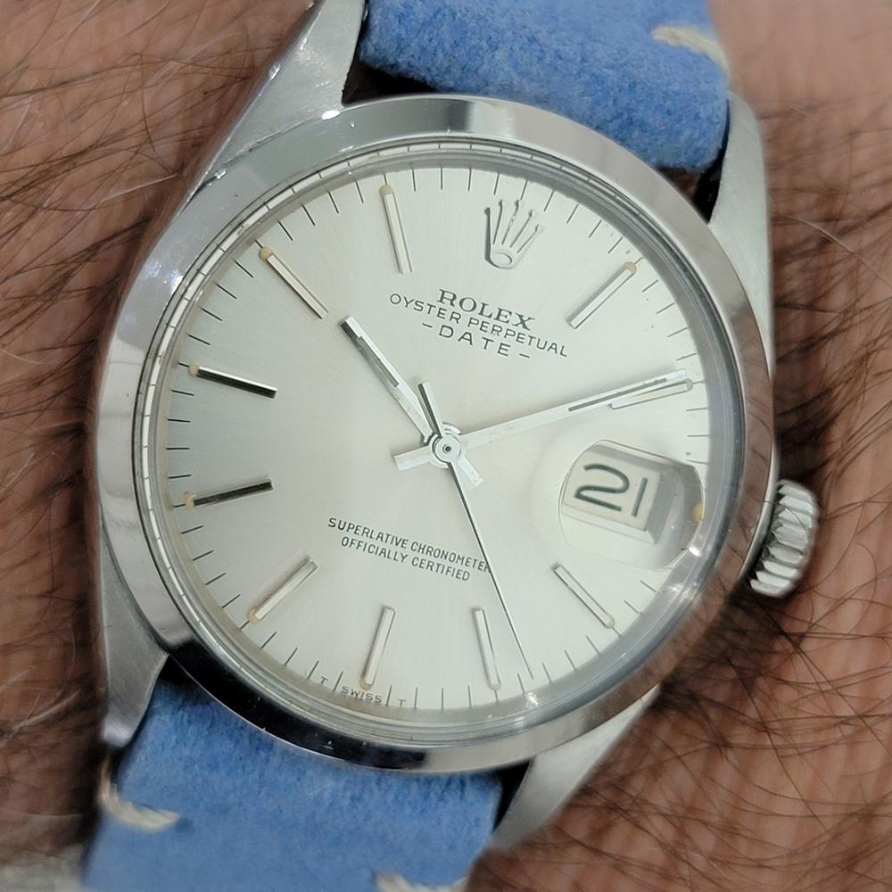 Rolex Oyster Perpetual Date Ref 1500 35mm Mens Automatic 1970s w Paper RA534 in vendita 10