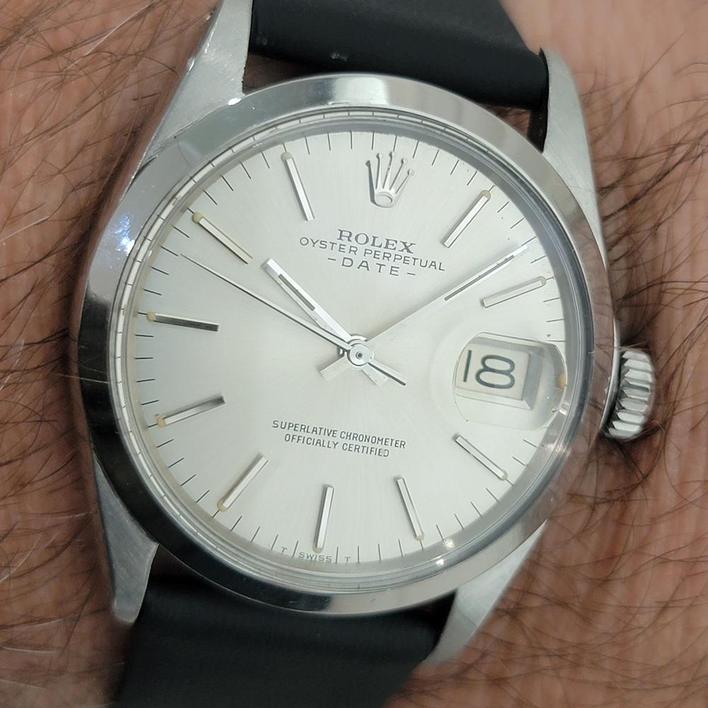 Rolex Oyster Perpetual Date Ref 1500 35mm Mens Automatic 1970s w Paper RA534 For Sale 11