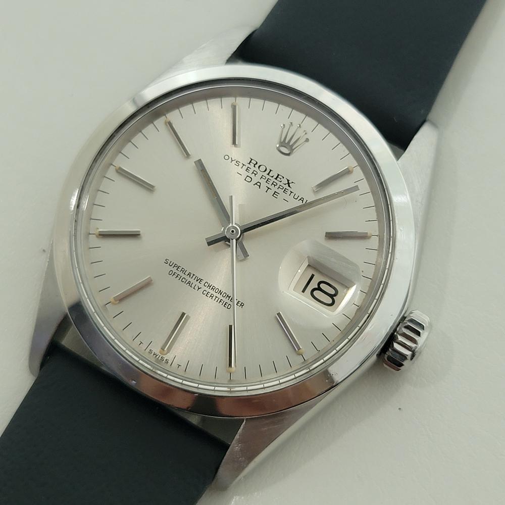 Men's Rolex Oyster Perpetual Date Ref 1500 35mm Mens Automatic 1970s w Paper RA534 For Sale