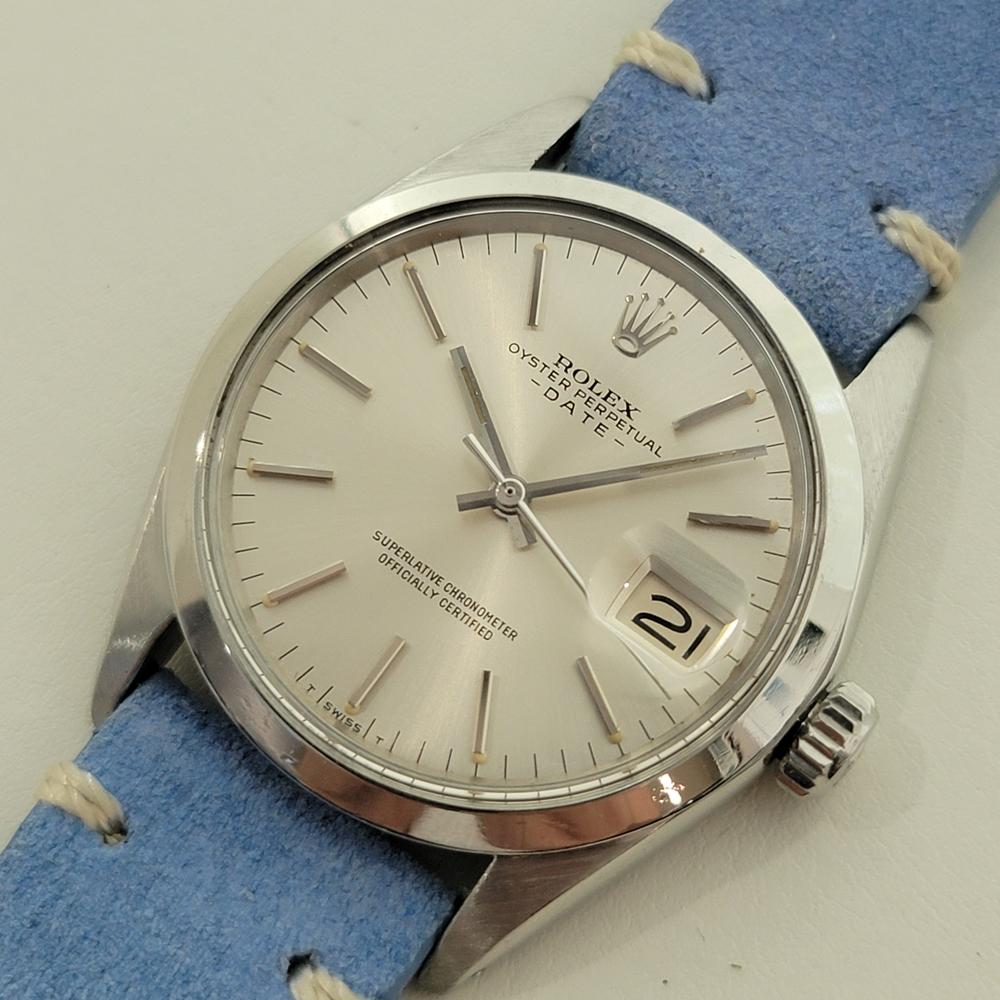 Uomo Rolex Oyster Perpetual Date Ref 1500 35mm Mens Automatic 1970s w Paper RA534 in vendita