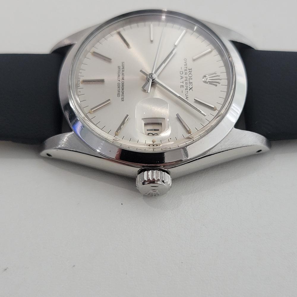 Rolex Oyster Perpetual Date Ref 1500 35mm Mens Automatic 1970s w Paper RA534 For Sale 1