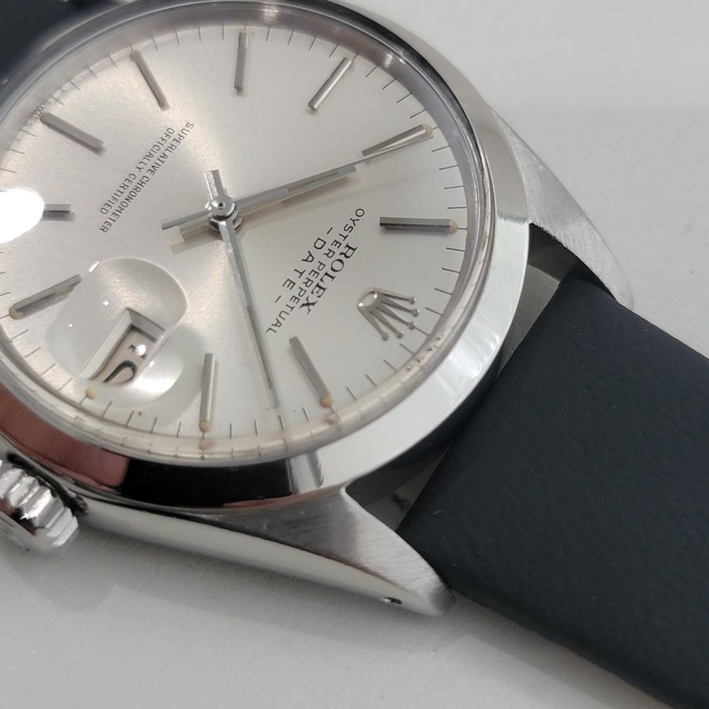 Rolex Oyster Perpetual Date Ref 1500 35mm Mens Automatic 1970s w Paper RA534 For Sale 2