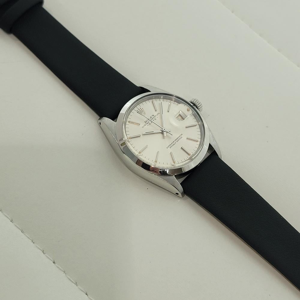 Rolex Oyster Perpetual Date Ref 1500 35mm Mens Automatic 1970s w Paper RA534 For Sale 3