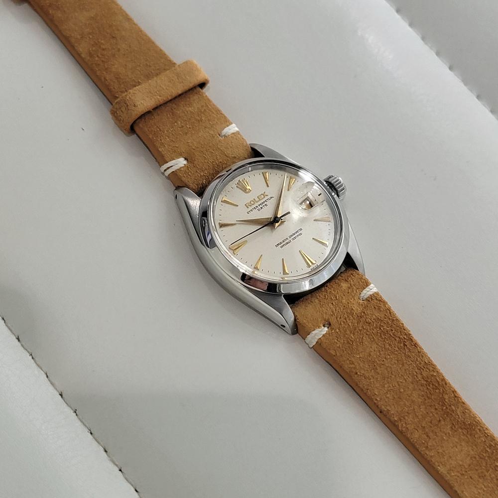 Rolex Oyster Perpetual Date Ref 1500 35mm Mens Vintage Automatic 1960s RA600 en vente 3
