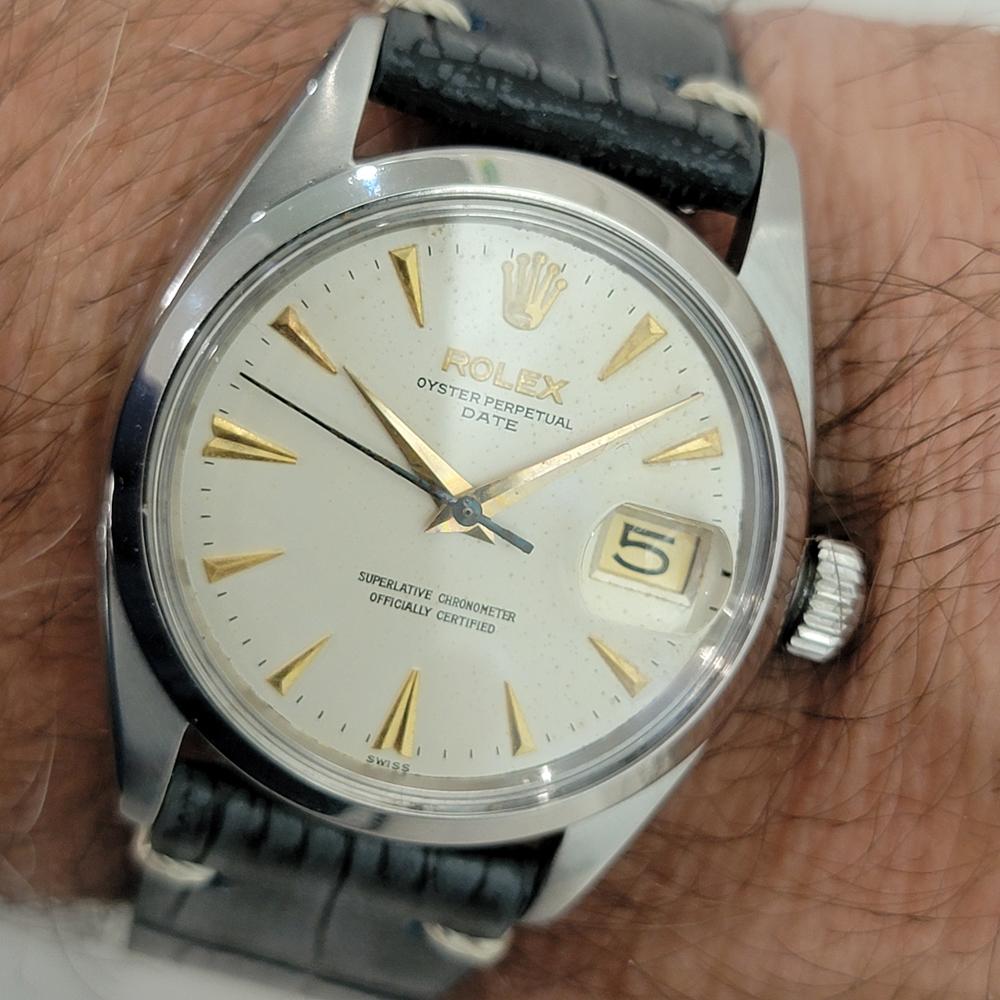 Rolex Oyster Perpetual Date Ref 1500 35mm Mens Vintage Automatic 1960s RA600B en vente 9