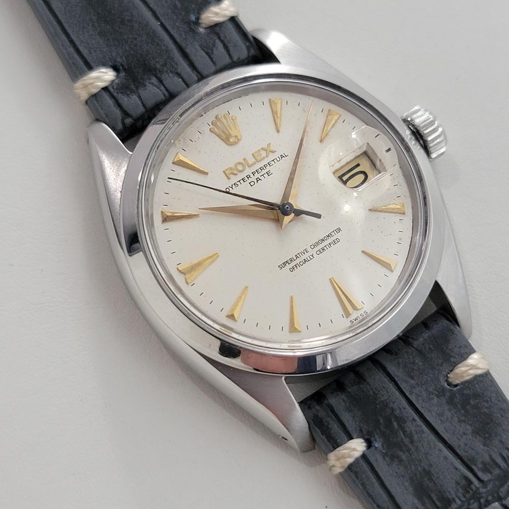Rolex Oyster Perpetual Date Ref 1500 35mm Mens Vintage Automatic 1960s RA600B Excellent état - En vente à Beverly Hills, CA