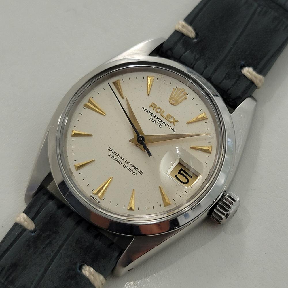 Rolex Oyster Perpetual Date Ref 1500 35mm Mens Vintage Automatic 1960s RA600B Pour hommes en vente