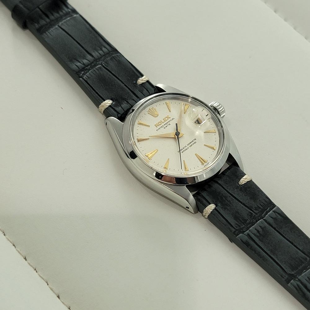 Rolex Oyster Perpetual Date Ref 1500 35mm Mens Vintage Automatic 1960s RA600B en vente 3