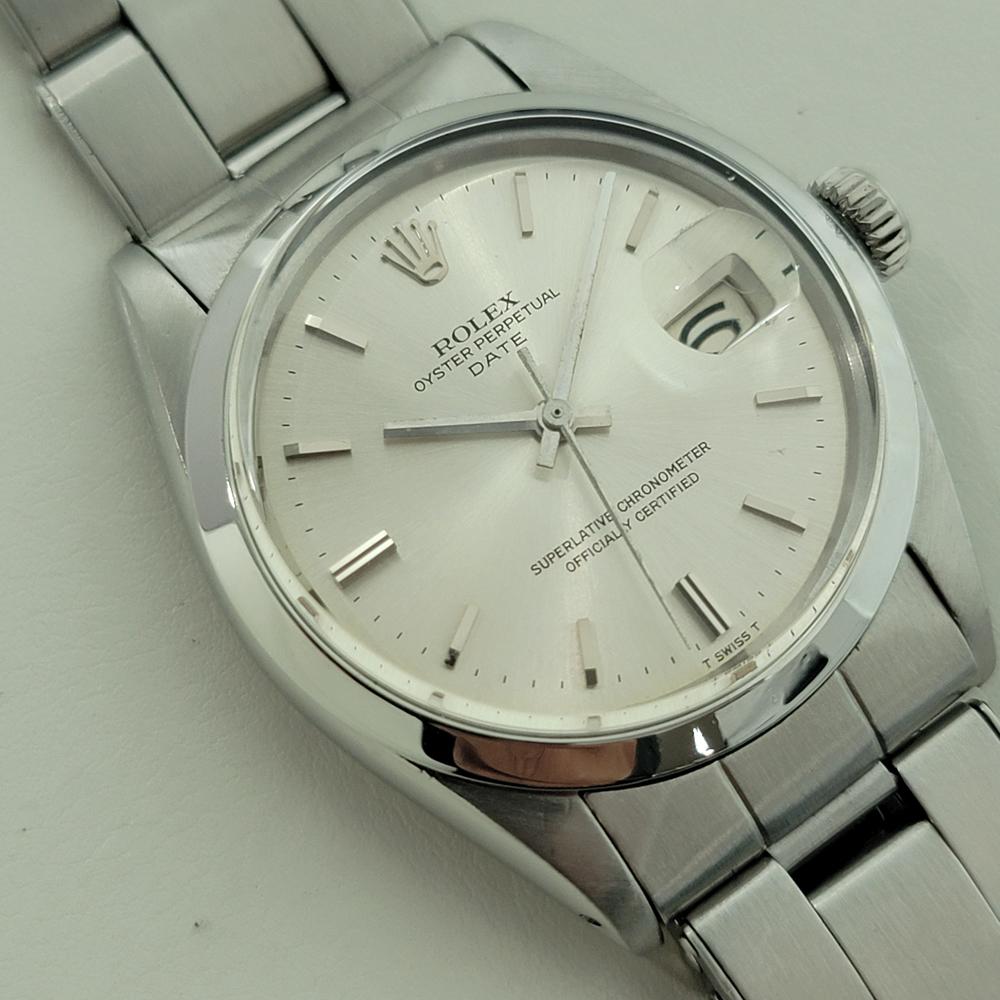 Rolex Oyster Perpetual Date Ref 1500 35mm Herren Vintage Automatic 1960s RA609 im Zustand „Hervorragend“ im Angebot in Beverly Hills, CA
