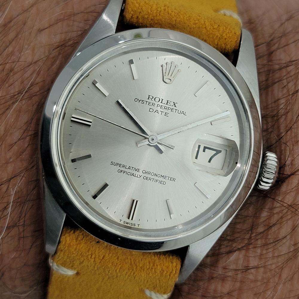 Rolex Oyster Perpetual Date Ref 1500 35mm Mens Vintage Automatic 1960s RA609B For Sale 9