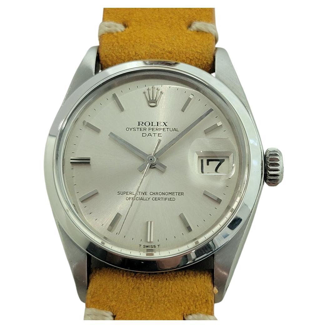 Rolex Oyster Perpetual Date Ref 1500 35mm Mens Vintage Automatic 1960s RA609B For Sale
