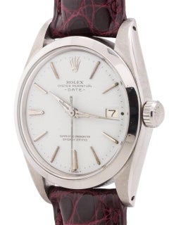 Rolex Stainless Steel Oyster Perpetual Date Self Winding Wristwatch Ref 1500