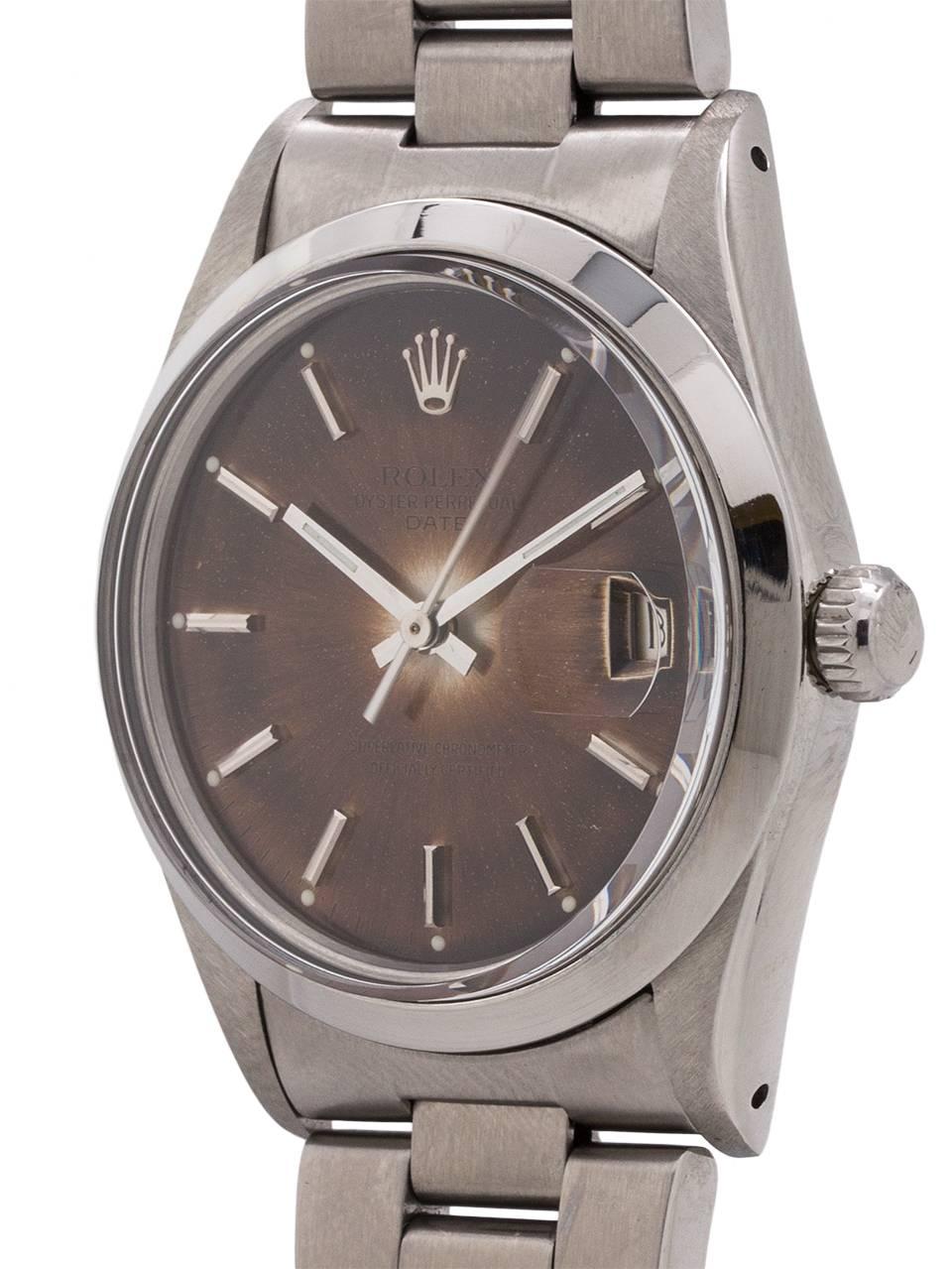 Rolex stainless steel Oyster Perpetual Date Self Winding Wristwatch Ref 15000   In Excellent Condition In West Hollywood, CA