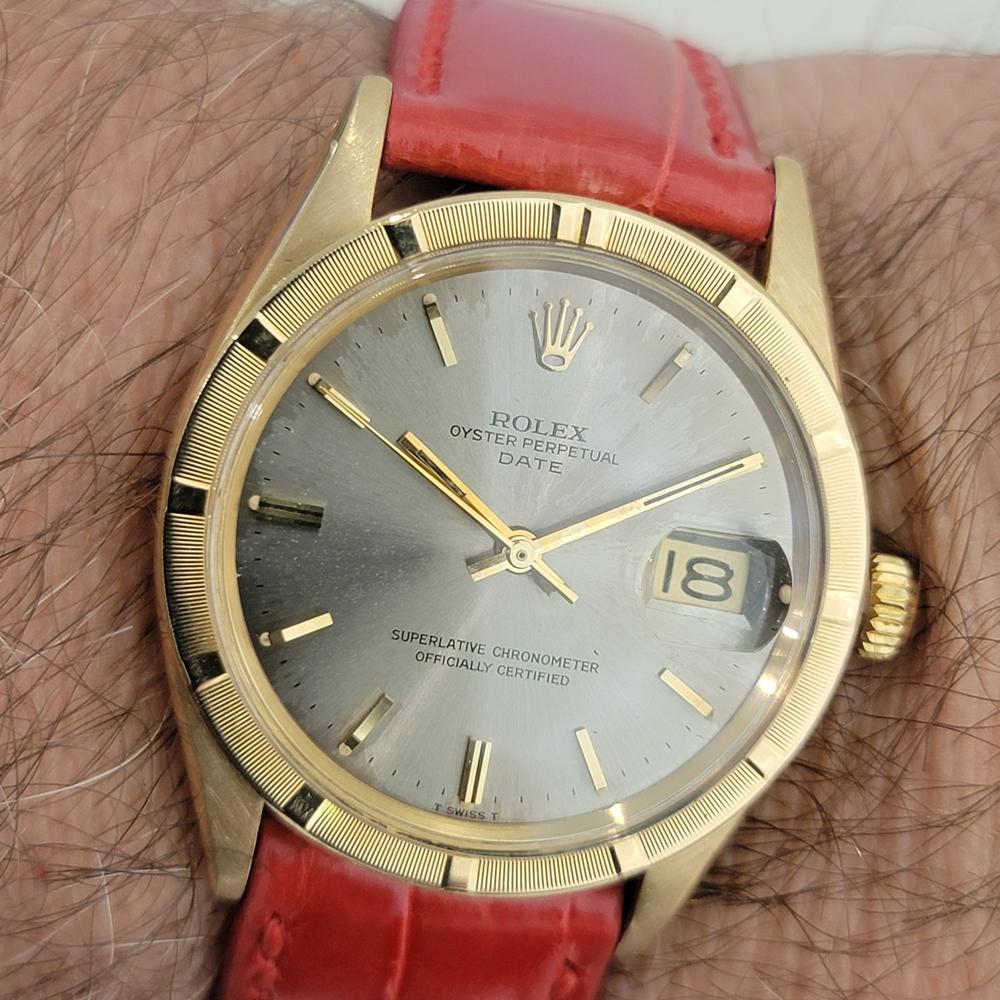 Rolex Oyster Perpetual Date Ref 1501 18k Solid Gold Mens Automatic 1960s RA565 For Sale 9