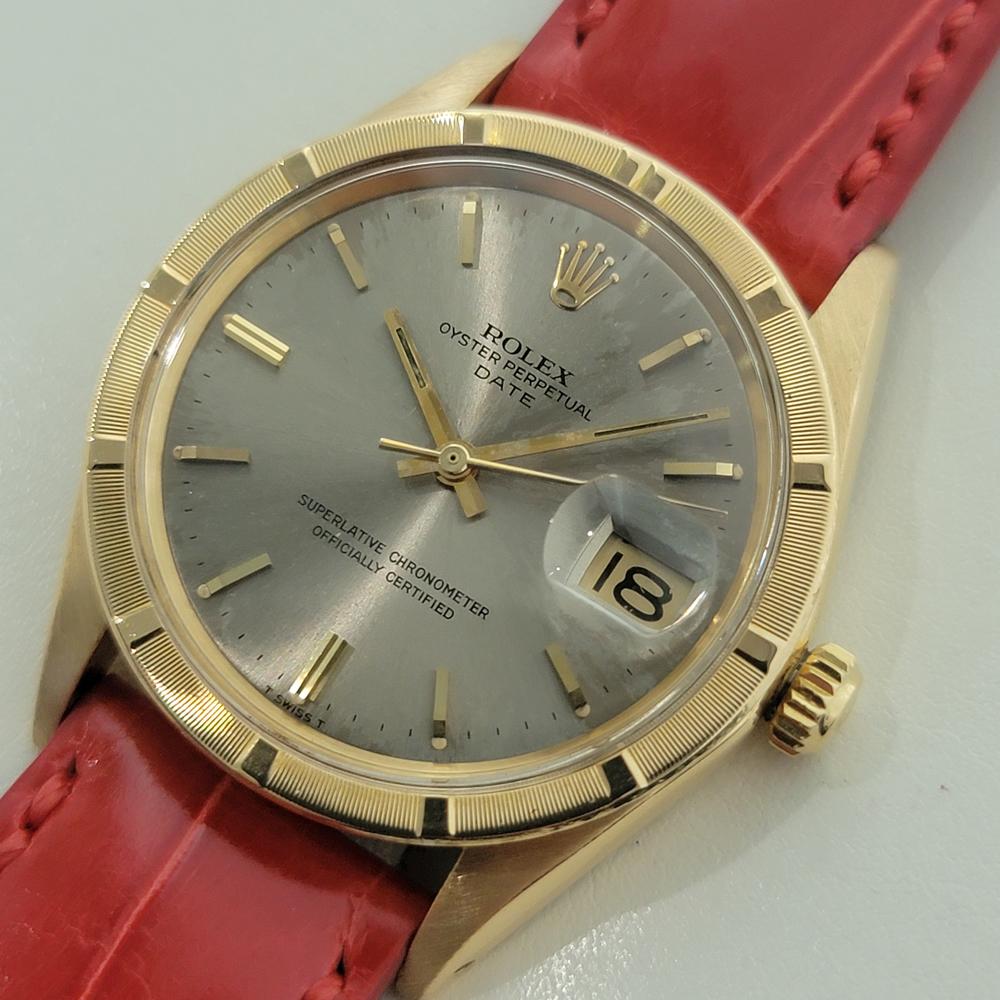 Men's Rolex Oyster Perpetual Date Ref 1501 18k Solid Gold Mens Automatic 1960s RA565 For Sale