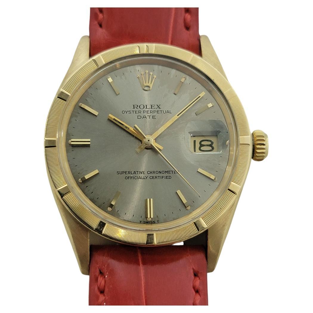 Rolex Oyster Perpetual Date Ref 1501 18k Solid Gold Mens Automatic 1960s RA565 For Sale