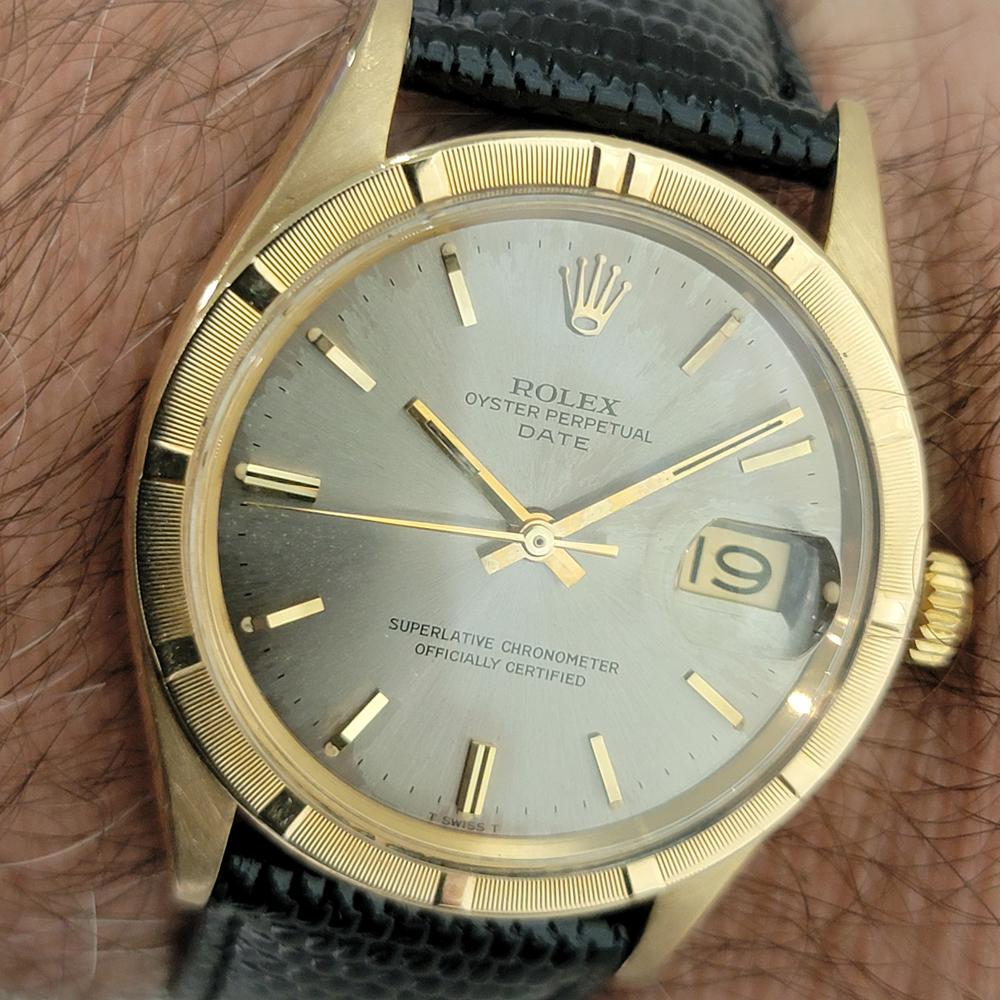 Rolex Oyster Perpetual Date Ref 1501 18k Solid Gold Mens Automatic 1960s RA565B in vendita 9