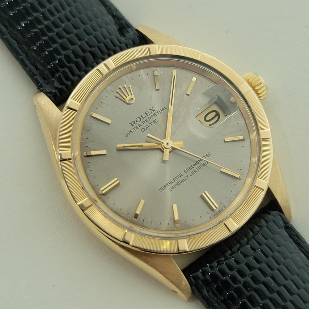 Rolex Oyster Perpetual Date Ref 1501 18k Solid Gold Mens Automatic 1960s RA565B In condizioni ottime in vendita a Beverly Hills, CA